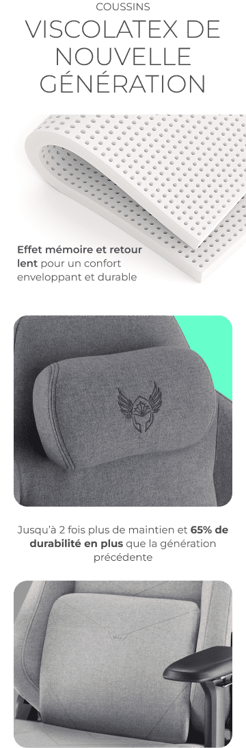 Coussins en viscolatex &agrave; m&eacute;moire de forme offrant un confort enveloppant
